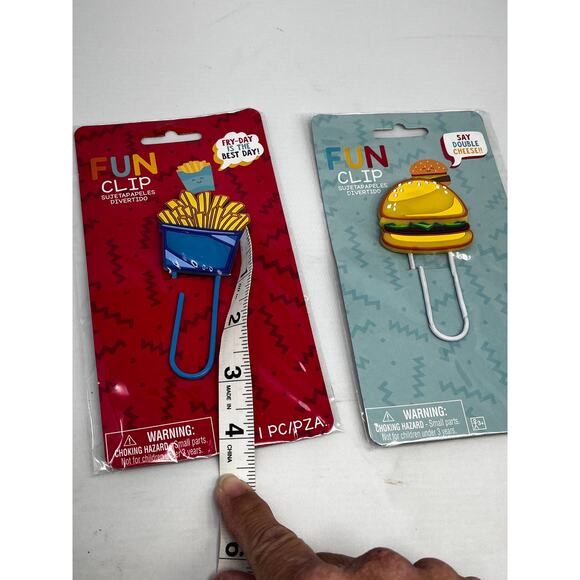 Paper Clips Giant size 3 inches Hamburger and French Fries Fun Clip New in Box - Picture 3 of 3